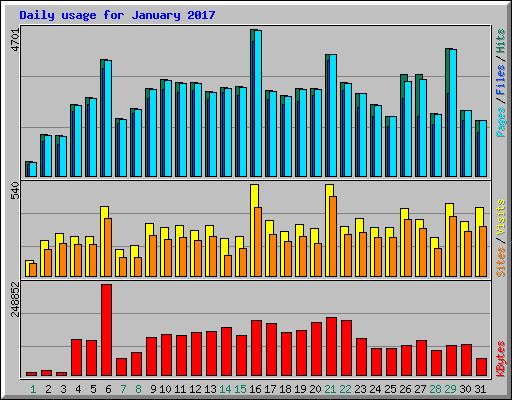 Daily usage for January 2017