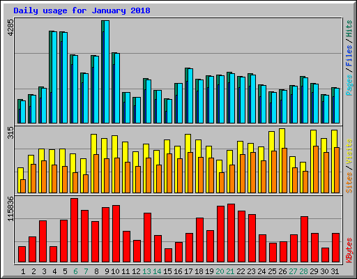 Daily usage for January 2018