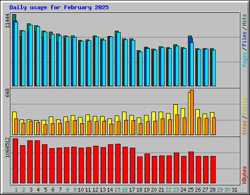 Daily usage for February 2025