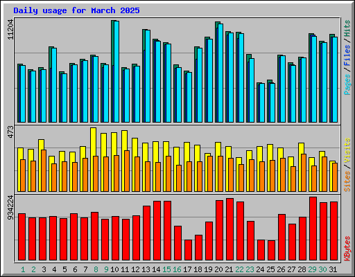 Daily usage for March 2025