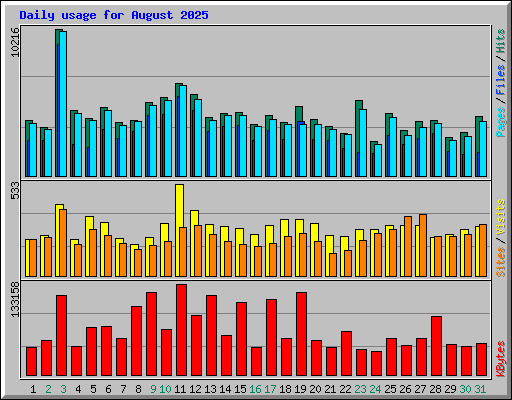 Daily usage for August 2025
