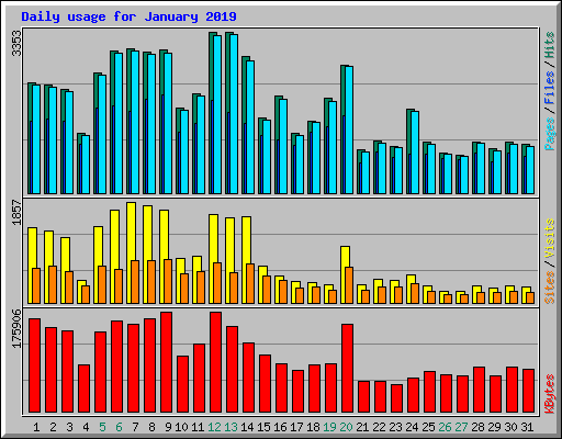 Daily usage for January 2019
