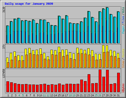 Daily usage for January 2020