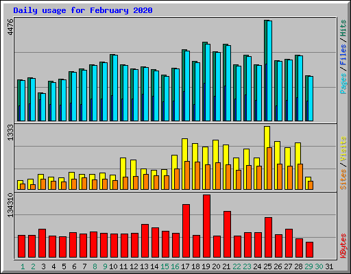 Daily usage for February 2020