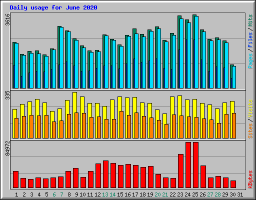 Daily usage for June 2020