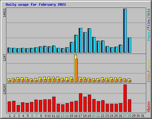 Daily usage for February 2021
