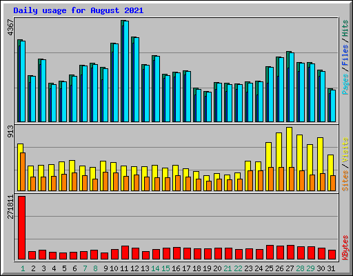 Daily usage for August 2021