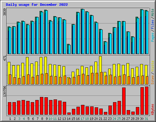 Daily usage for December 2022