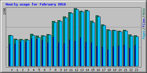 Hourly usage for February 2016